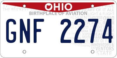 OH license plate GNF2274
