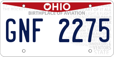 OH license plate GNF2275