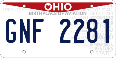 OH license plate GNF2281