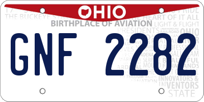 OH license plate GNF2282