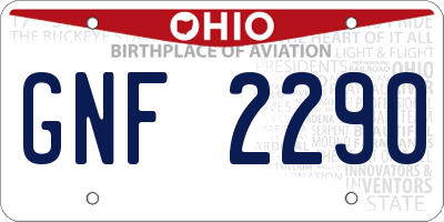 OH license plate GNF2290