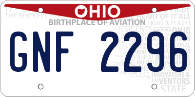 OH license plate GNF2296