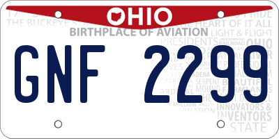 OH license plate GNF2299