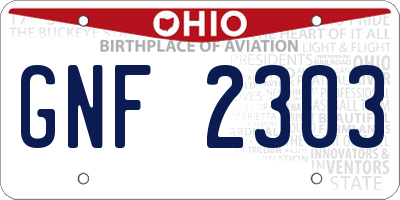 OH license plate GNF2303