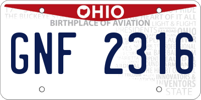 OH license plate GNF2316