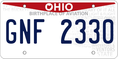 OH license plate GNF2330
