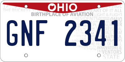 OH license plate GNF2341