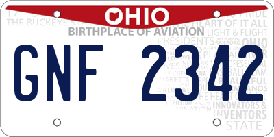 OH license plate GNF2342