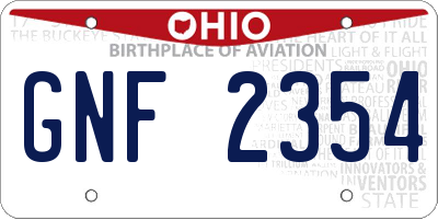 OH license plate GNF2354