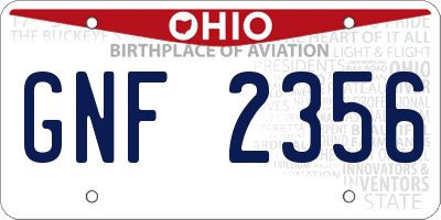 OH license plate GNF2356