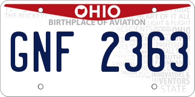 OH license plate GNF2363