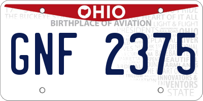 OH license plate GNF2375