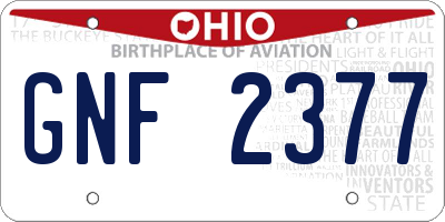 OH license plate GNF2377
