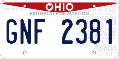 OH license plate GNF2381