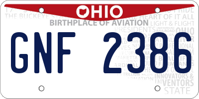 OH license plate GNF2386