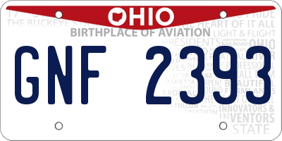 OH license plate GNF2393