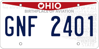 OH license plate GNF2401