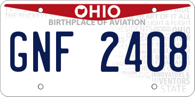 OH license plate GNF2408