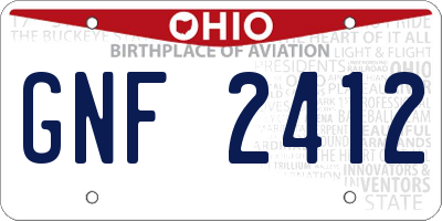OH license plate GNF2412