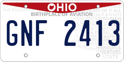 OH license plate GNF2413