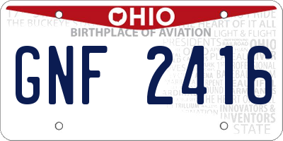 OH license plate GNF2416