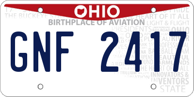 OH license plate GNF2417