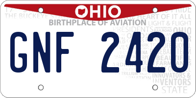 OH license plate GNF2420