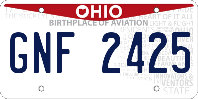 OH license plate GNF2425