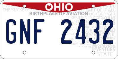 OH license plate GNF2432