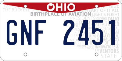OH license plate GNF2451