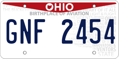 OH license plate GNF2454