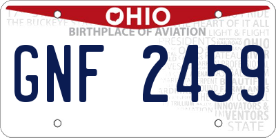 OH license plate GNF2459