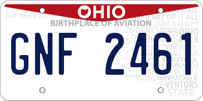 OH license plate GNF2461