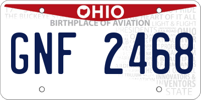 OH license plate GNF2468