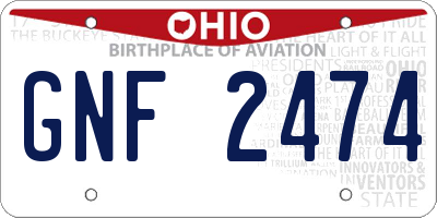 OH license plate GNF2474