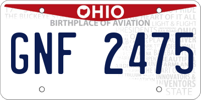 OH license plate GNF2475
