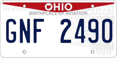 OH license plate GNF2490
