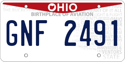 OH license plate GNF2491
