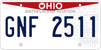 OH license plate GNF2511