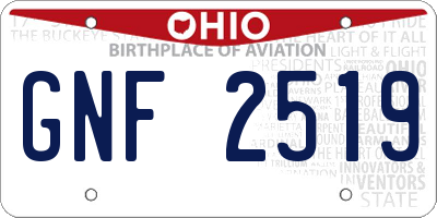 OH license plate GNF2519