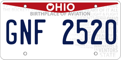 OH license plate GNF2520