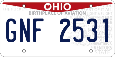 OH license plate GNF2531
