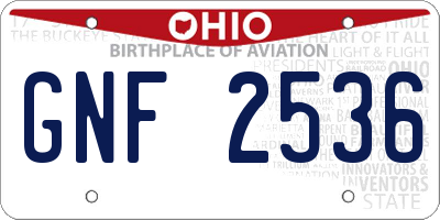 OH license plate GNF2536