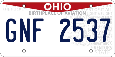 OH license plate GNF2537