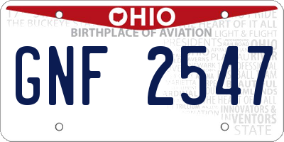 OH license plate GNF2547