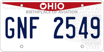 OH license plate GNF2549