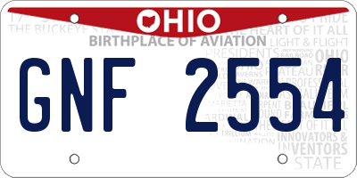 OH license plate GNF2554