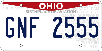 OH license plate GNF2555