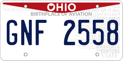OH license plate GNF2558