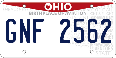 OH license plate GNF2562